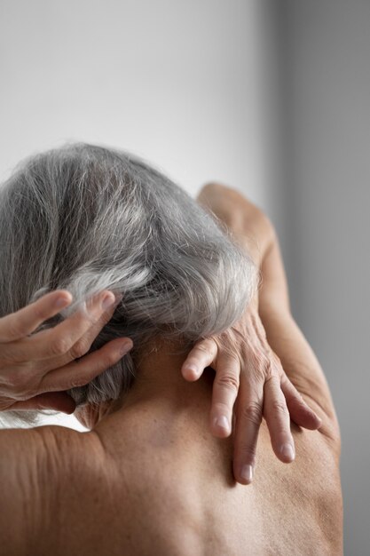 Elegant old woman back portrait