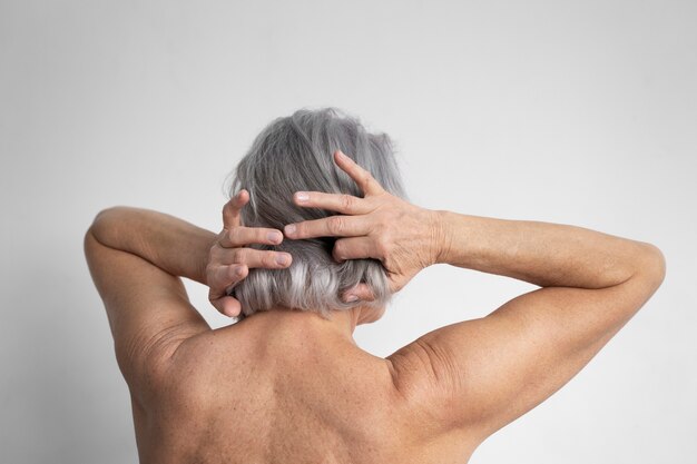 Elegant old woman back portrait