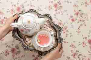 Free photo elegant tea party composition