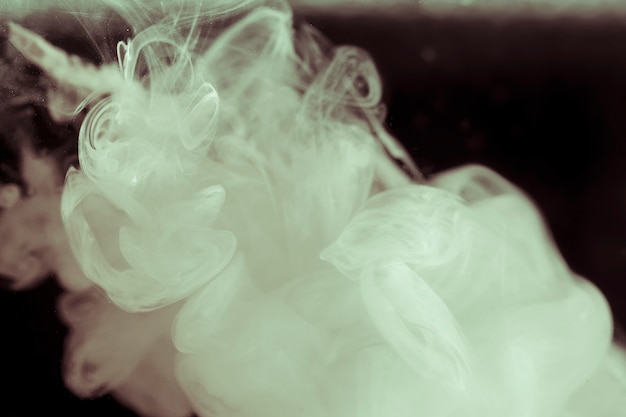 Elegant white smoke on black screen