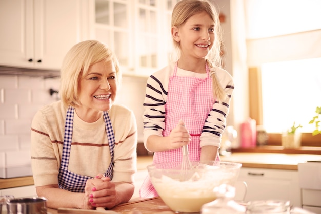 Elementary age kid making the pastry