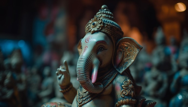 Foto gratuita la decorazione della statua dell'elefante simboleggia la spiritualità e la tradizione dell'induismo generate dall'ia