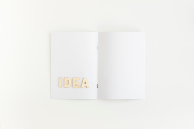 Elevated view of idea word on card