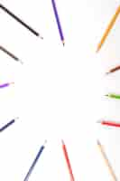 Free photo elevated view of multicolored pencils forming circle