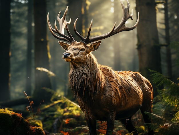 Free photo elk outdoors in wilderness with nature landscape