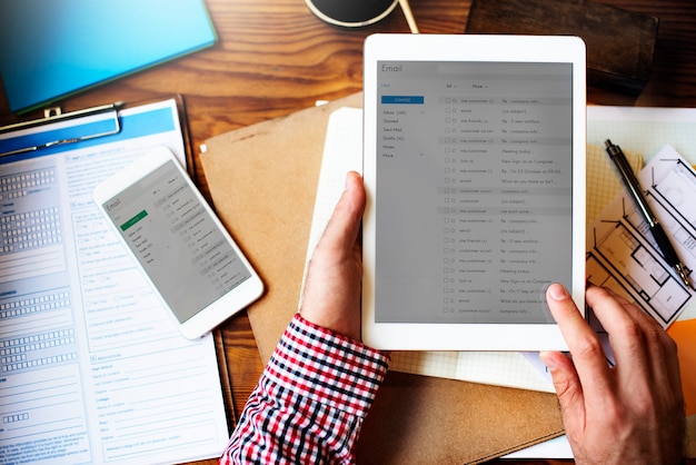 Email Connection Communication Mobile Phone Tablet Technology Concept