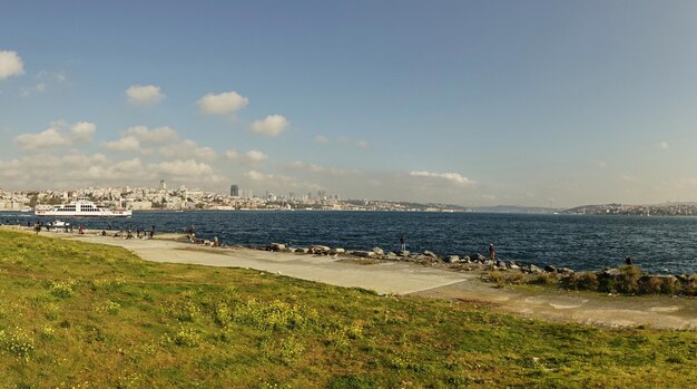 Embankment of straint Bosphorus in Istanbul on a sunny dayThe city of Istanbul is far away Turkey