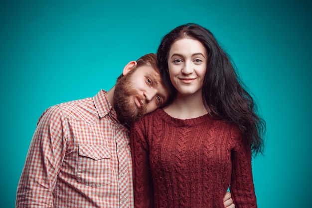 The embrace of young man and woman