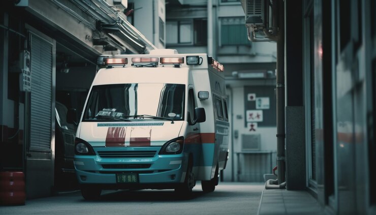Free Photo emergency vehicles speed toward hospital sirens blaring generated by ai