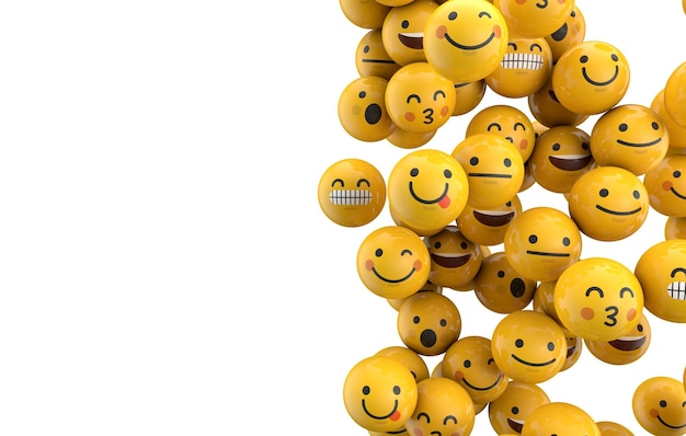 Emoji emoticon character background collection 3d rendering Premium Photo