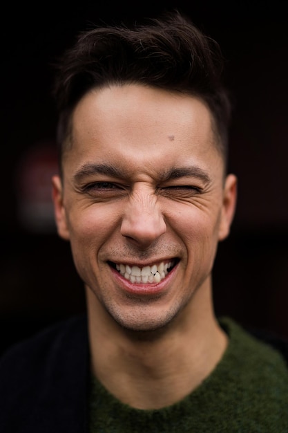 Free photo emotional portrait of a young man closeup