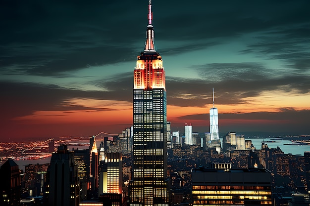 Foto gratuita empire state building di notte