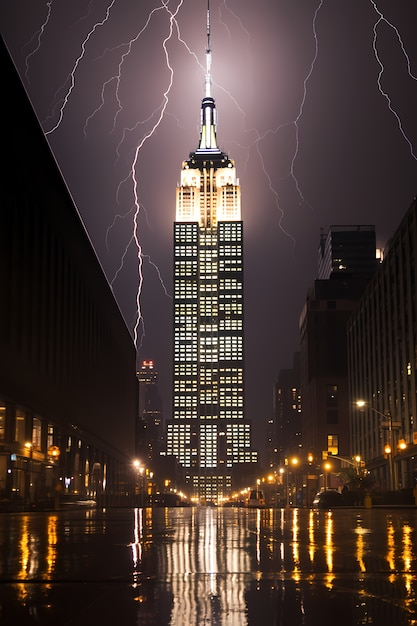 Free photo empire state building at night