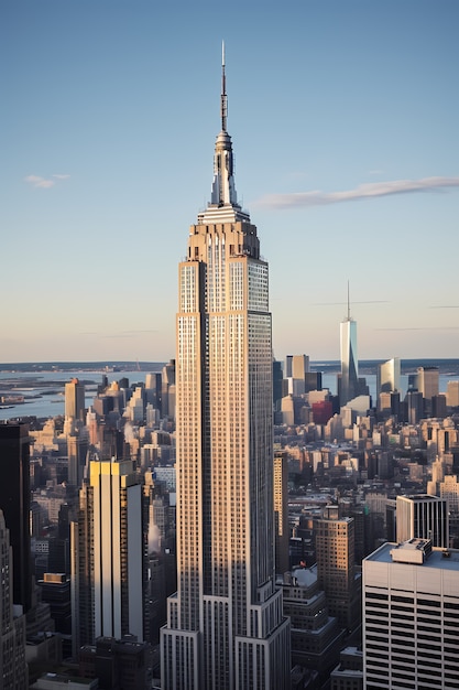 Free photo empire state building at sunrise