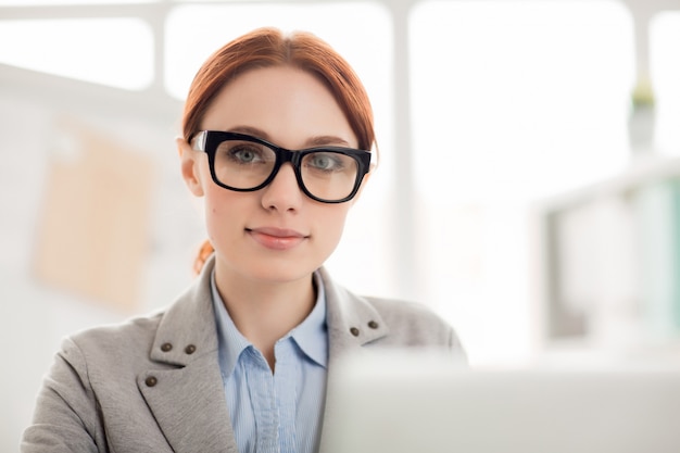 Employee in eyeglasses