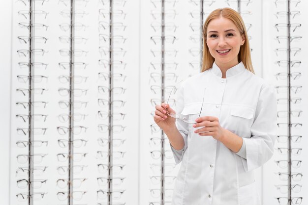 Employee working in store glasses