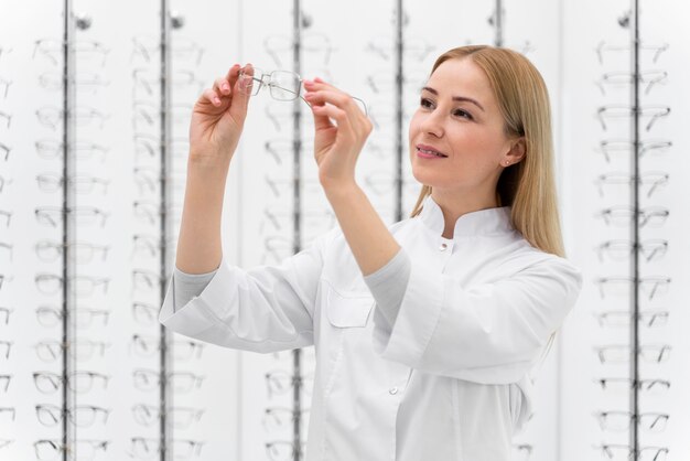 Employee working in store glasses