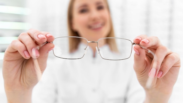 Employee working in store glasses