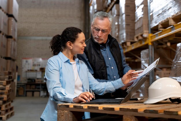 Employees working in warehouse