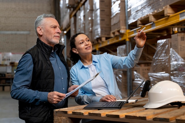 Employees working in warehouse