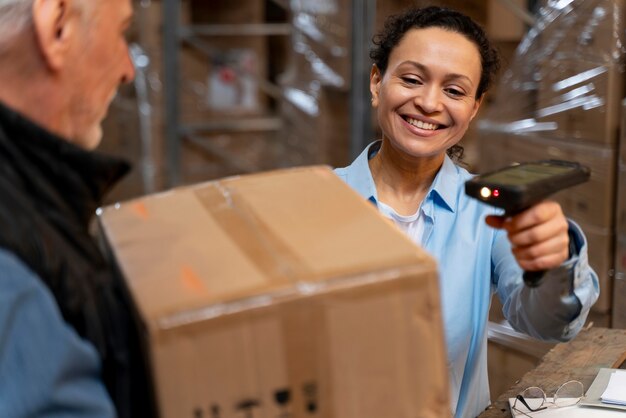 Employees working in warehouse