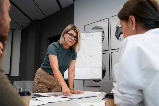 Empowered business woman working in the city