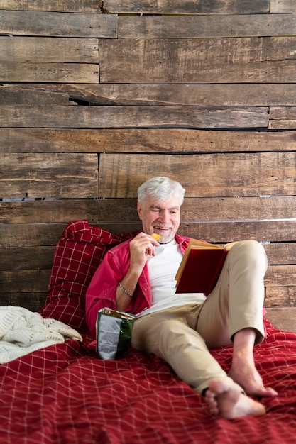 Empowered grandpa relaxing and having a great time