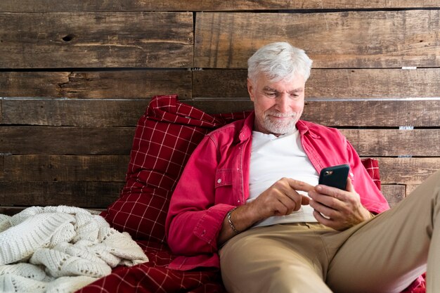 Empowered grandpa relaxing and having a great time