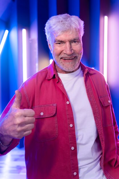 Empowered grandpa relaxing and having a great time