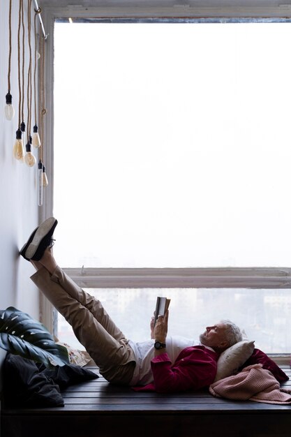 Empowered grandpa relaxing and having a great time