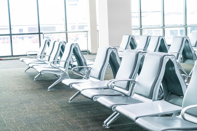 Empty airport terminal waiting area