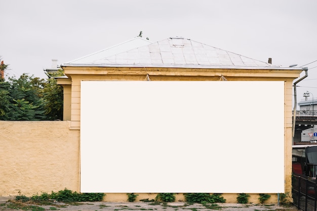 Empty banner on building wall