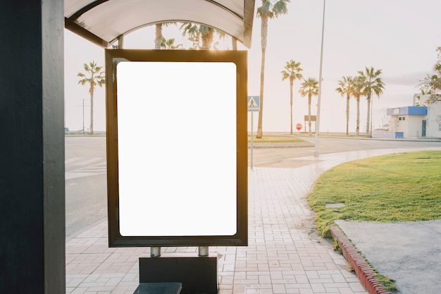 Empty banner on bus stop