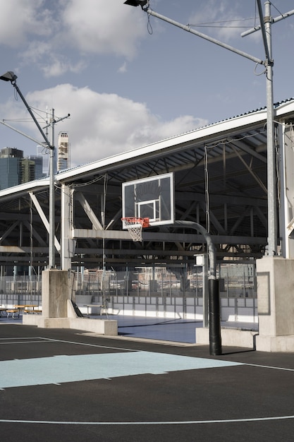 Empty basketball field