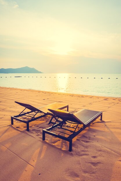 Empty beach chair