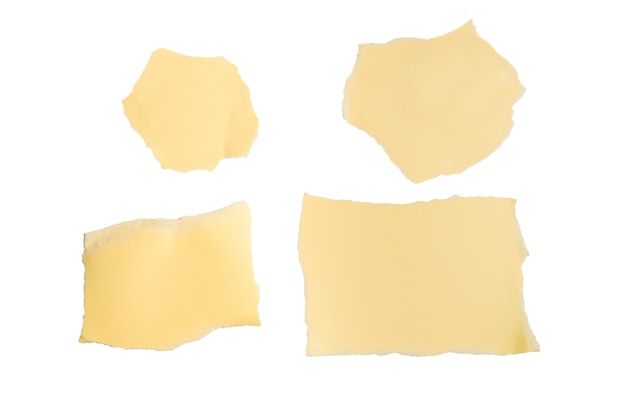 Empty beige paper pieces isolated. space for text or design.