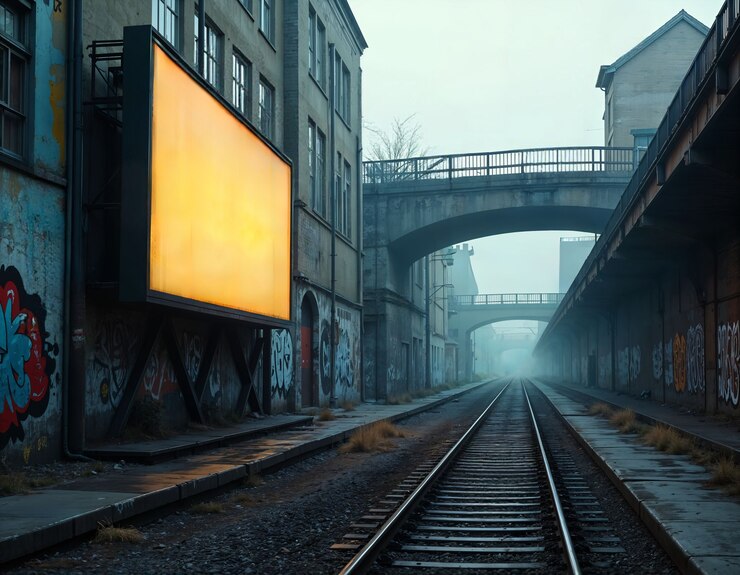 Free Photo empty billboard in metropolis city
