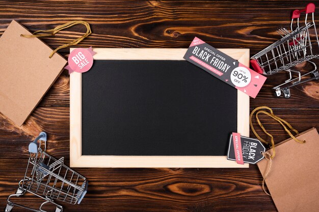 Empty blackboard with black friday banner