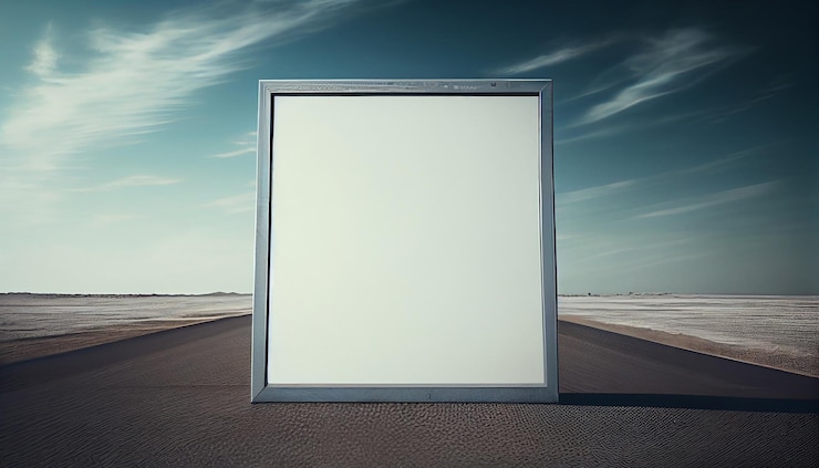 Free Photo empty blue billboard frame on flooring outdoors generated by ai