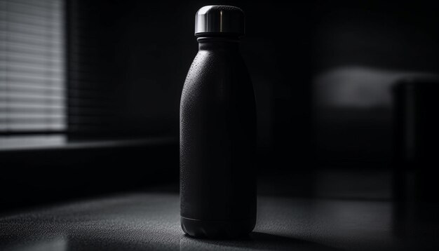 Empty bottle reflecting freshness healthy drinking water generated by AI