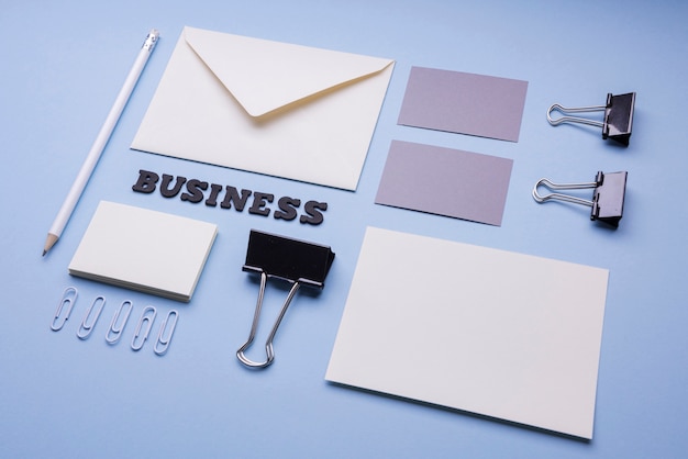 Empty business card and envelope