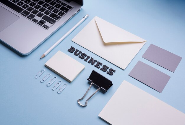 Free Photo empty business card with modern stationery items