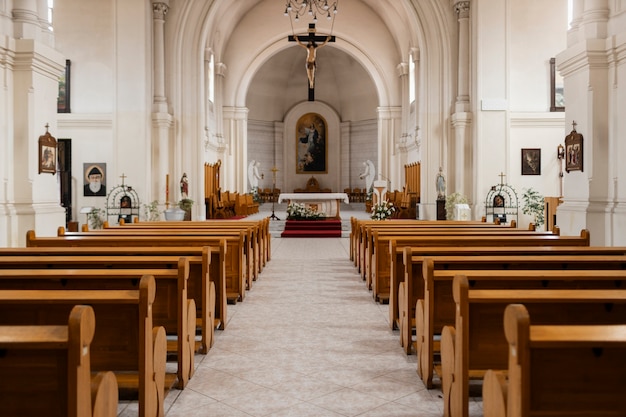 Empty christian church building