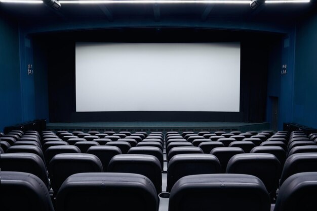 Empty cinema auditorium with chairs