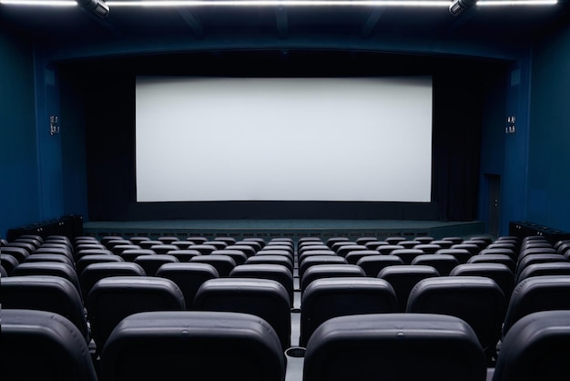 椅子のある空の映画館の講堂