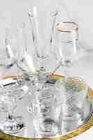 Free photo empty crystal glasses set