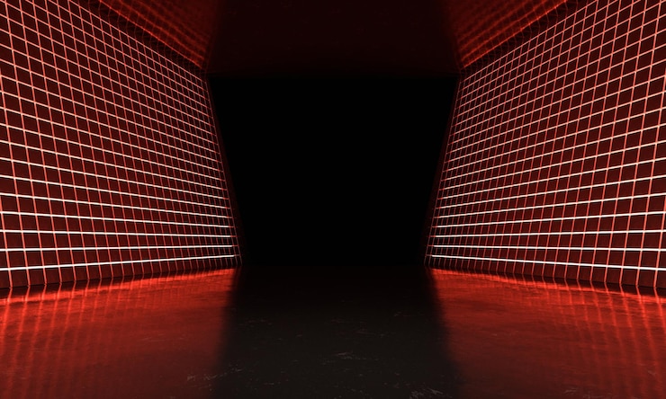 Free Photo empty dark room modern futuristic sci fi background