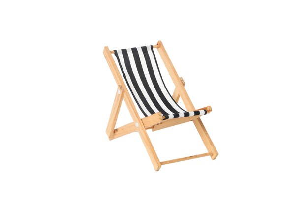 Empty deck chair isolated on white background