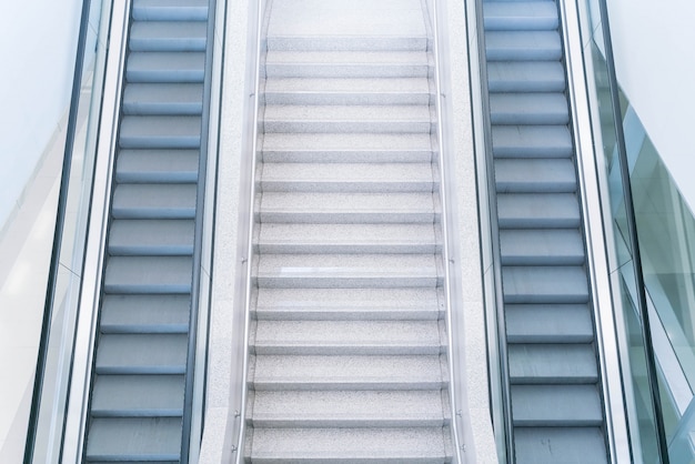 empty escalator and stair