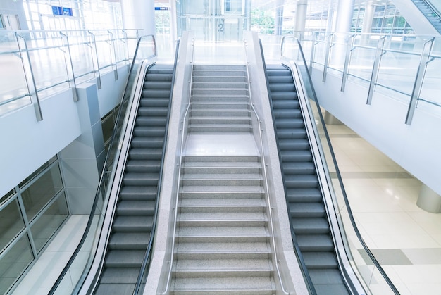 empty escalator and stair